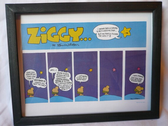 Vintage Ziggy Print Comic Strip Poster 1970s Art Wishing 0177