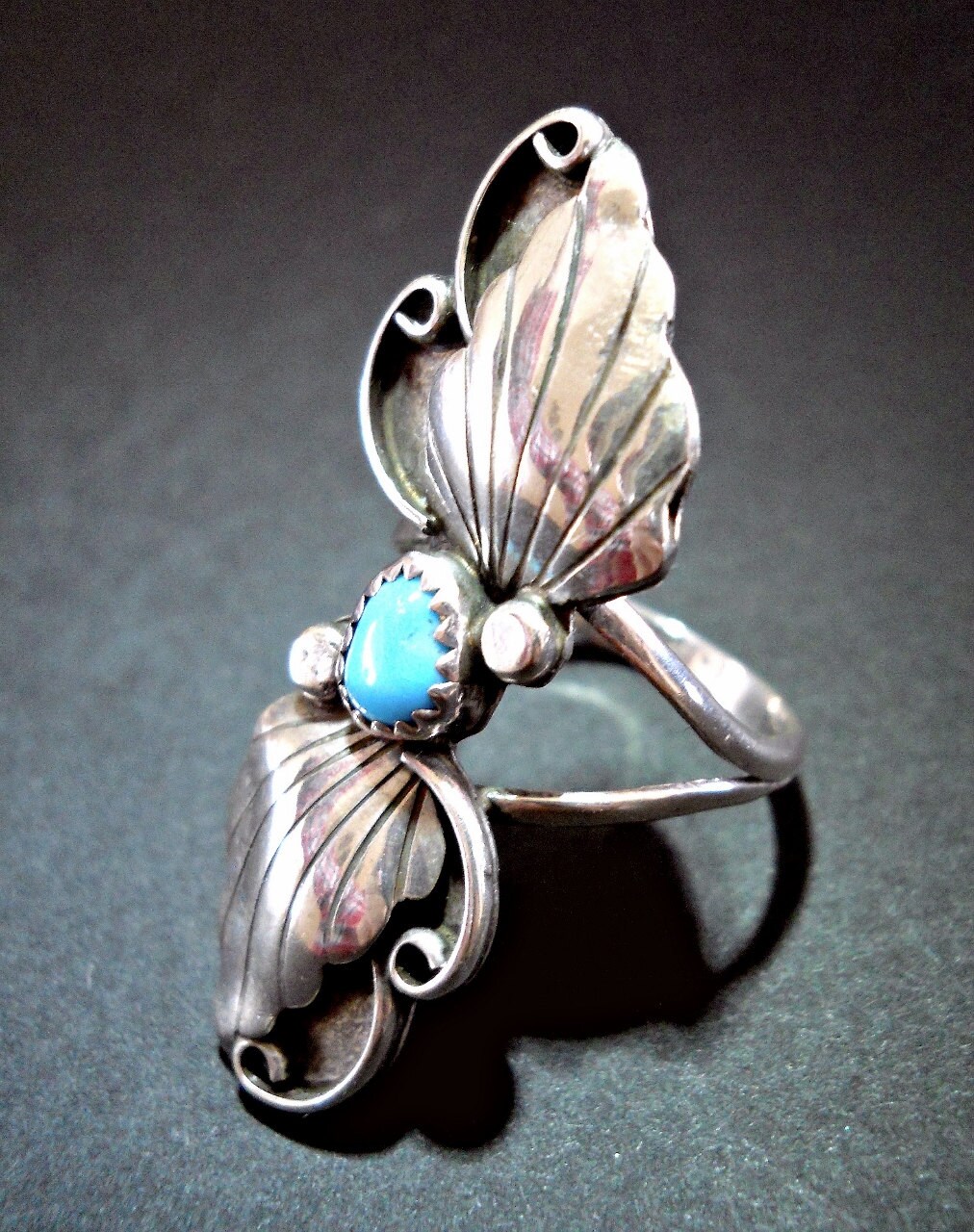 Turquoise Sterling Silver Ring Sleeping Beauty Southwest Tall