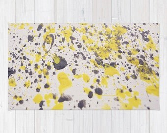 Yellow grey rug | Etsy - Yellow Grey Classic Abstract Fine Art Photography Area Rug, Home Decor,  Splatter Print Rug, Floor Decor