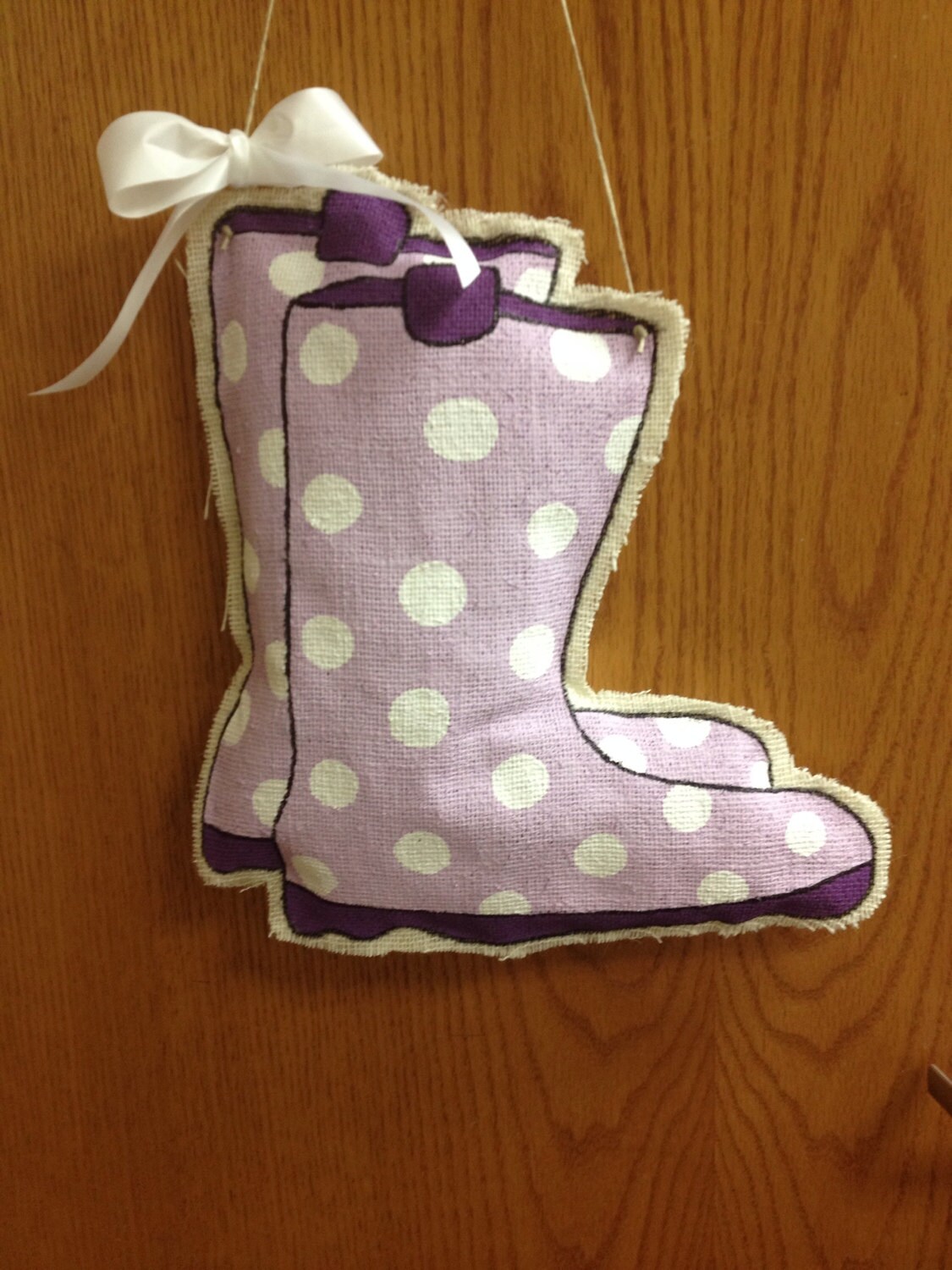 Rain Boot Burlap Door Hanger
