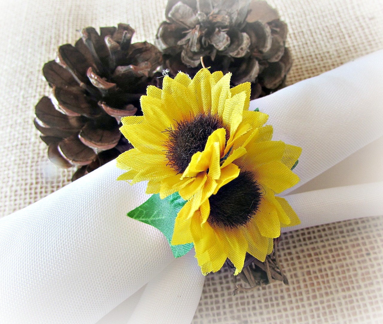 Sunflower Napkin Rings Yellow Flower Napkin Rings Summer