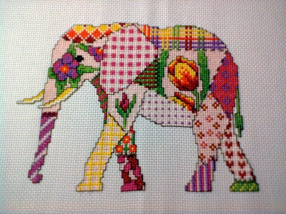 Patchwork Elephant Cross Stitch PDF Pattern