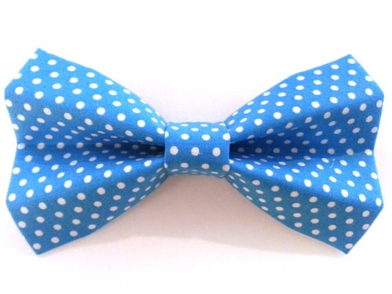 Items similar to Aqua Blue With Small White Polka Dots Bow Tie for Dog ...