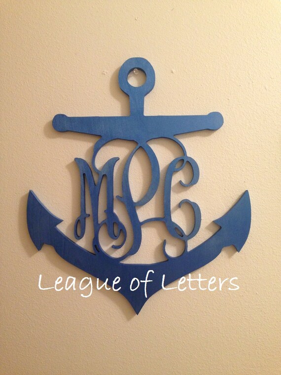 24 inch PAINTED Personalized Anchor Wooden by LeagueofLetters