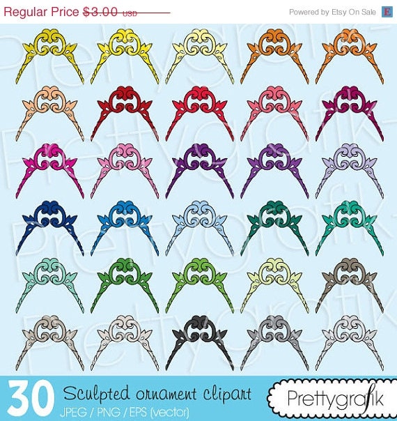 40% OFF SALE 30 sculpted ornament clipart commercial use, vector graphics, digital clip art, digital images - CL482 Il_570xn