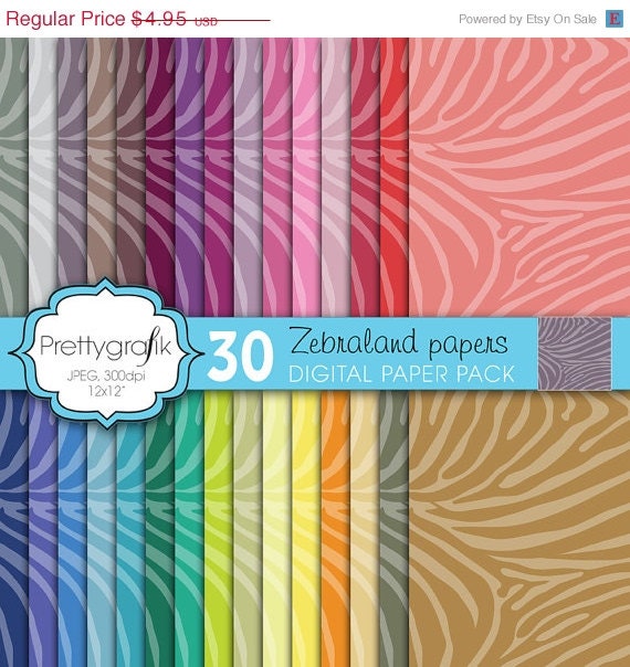 40% OFF SALE zebra animal print digital paper, commercial use, scrapbook papers, background - PS599 Il_570xn