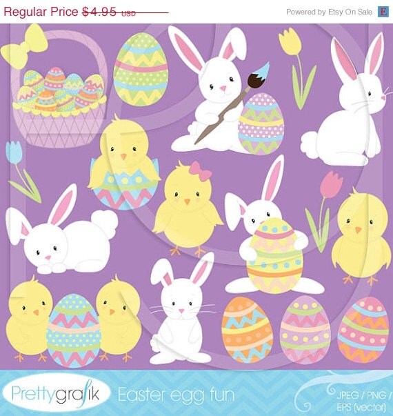 80% OFF SALE easter bunny clipart commercial use, vector graphics, digital clip art, digital images - CL506 Il_570xn