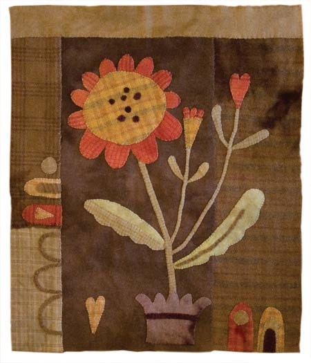 Primitive Wool Applique Pattern Autumn Blooms Wool Applique