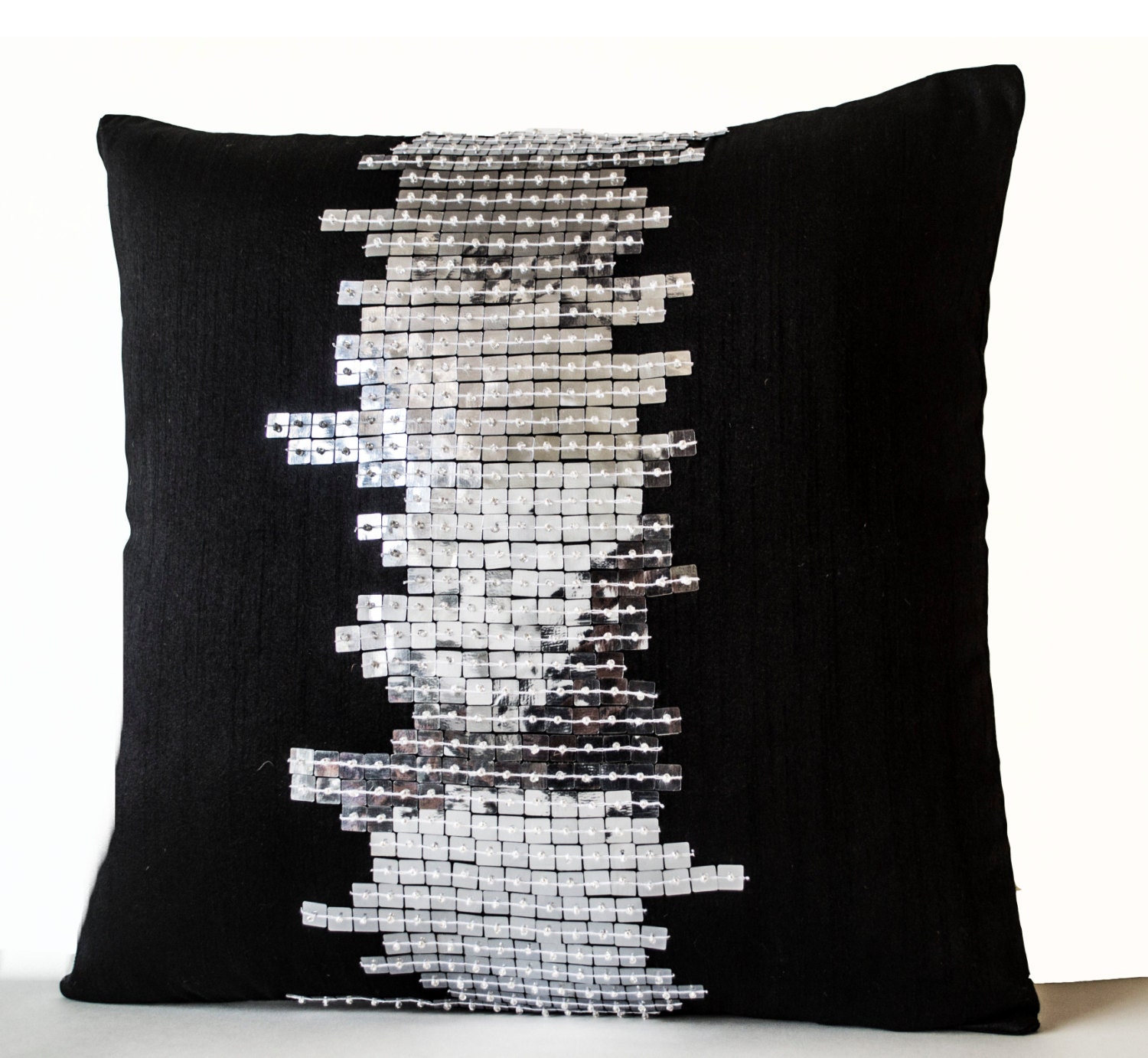 Black Silk Pillows Black Silver Pillows Decorative Throw
