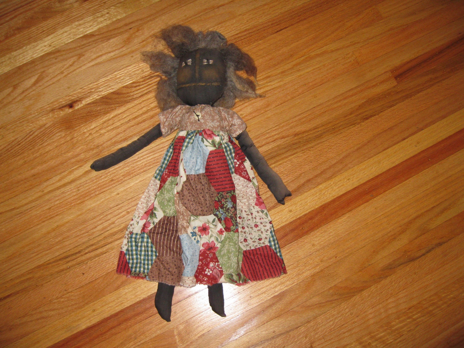 BLACK AMERICANA DOLL Antique Handmade Rag Doll