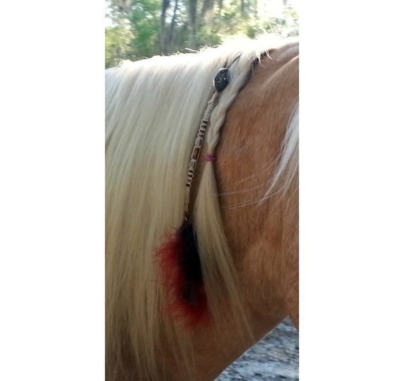 Feathers and Macrame Equine Mane Dangler  Ornament by MyBuddyBling