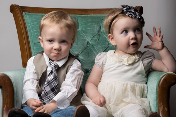 Black and White Plaid Infant and Toddler Tie