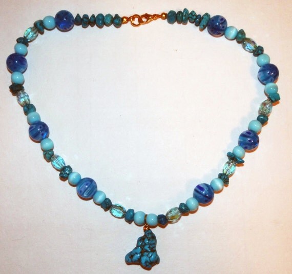 Items Similar To Turquoise And Lampwork Beaded Necklace On Etsy