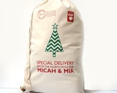 Personalized Chevron Santa Sack for Kids on Christmas Day. Santa Bag that makes a keepsake for gifts. Christmas Stocking. Il_170x135