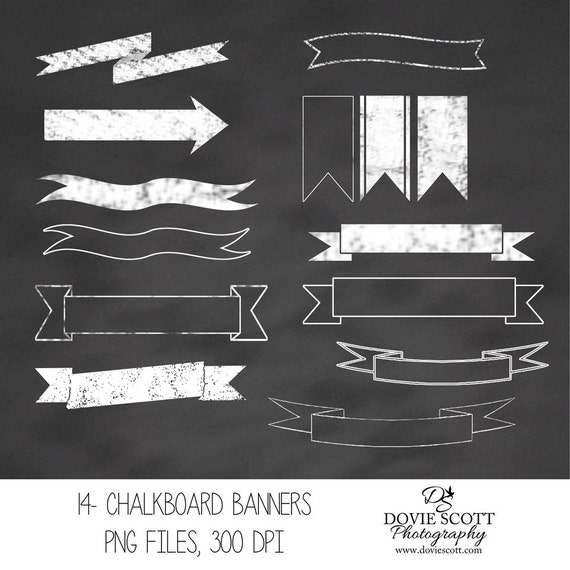 Items similar to Chalkboard Banners - Digital Clipart on Etsy