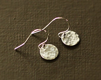 Small Hammered Sterling Silver Disc Earrings