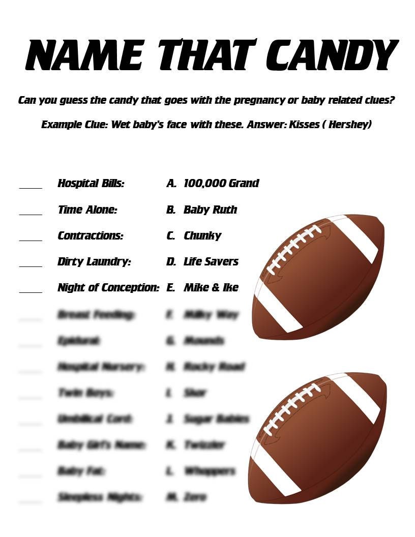 Name That Candy Baby Shower Game Answers The Candy Bar game is great