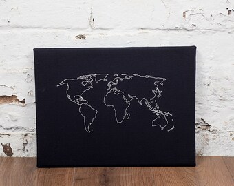 World map notice board - Cork world map - World map pin board - World map cork board - Bulletin board - World map push pin canvas -