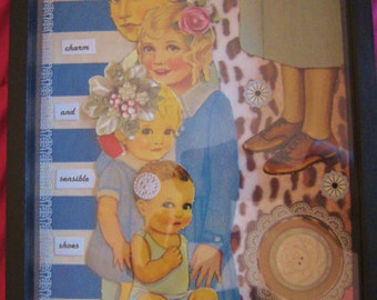 Southern Charm and Sensible Shoes - original 8" x 10" collage in shadow box frame