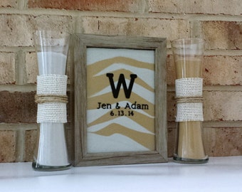 ON SALE - Personalized Rustic Barn Wood Wedding Sand Ceremony Frame Set with FREE Personalization, Unity Set, Sand Shadow Box Frame