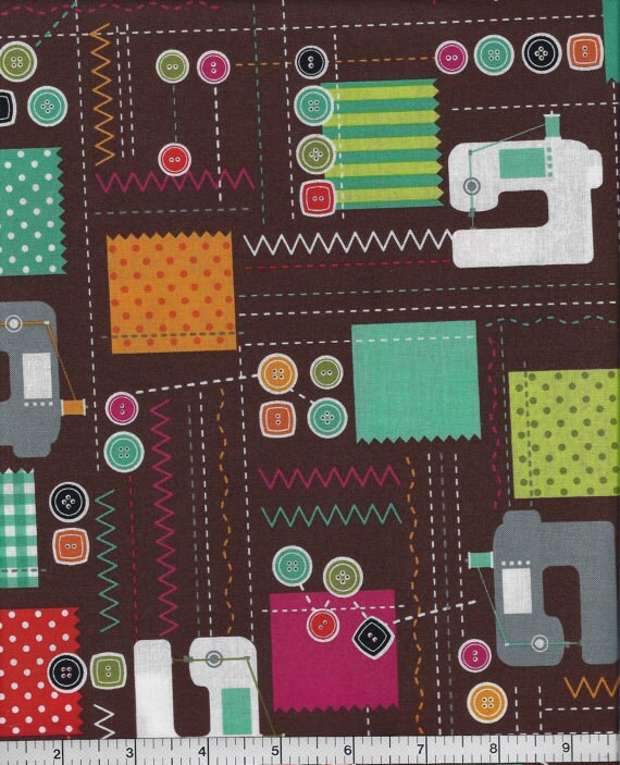Items similar to HALF YARD SEWING Machines Novelty Quilting Cotton