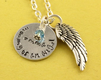 Mommy of an Angel Necklace - Memorial Necklace - Birthstone Necklace - Miscarriage Necklace - Pregnancy Loss Necklace - Rainbow Baby Gift