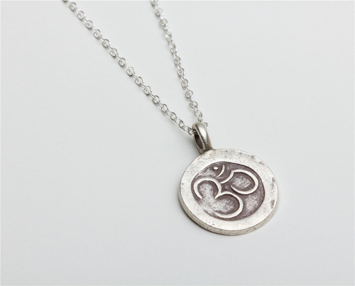 ON SALE Silver Yoga Necklace Yoga Jewelry Om by EFHANDMADEJEWELRY