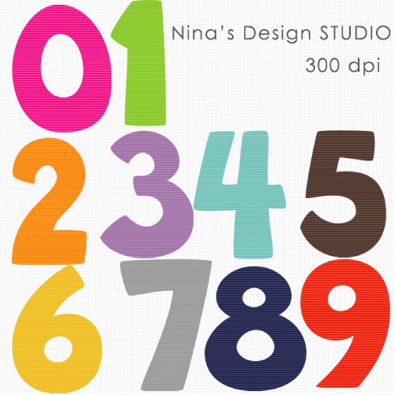 INSTANT DOWLOAD Striped Numbers Scrapbook for Personal and
