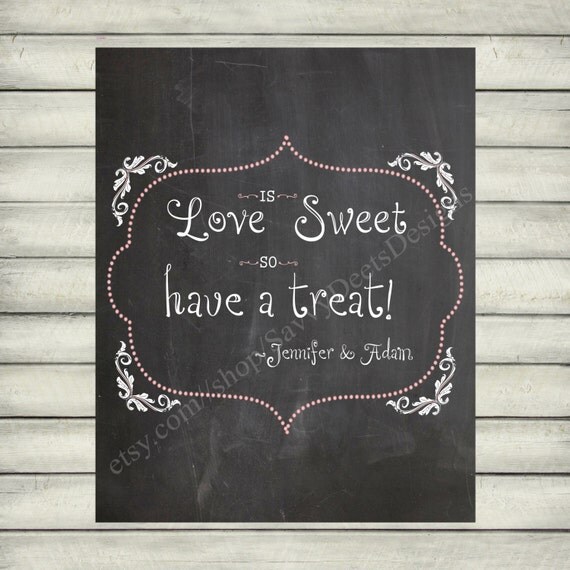 Custom Chalkboard Wedding Dessert Table Sign Printable