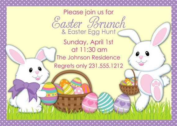 Easter Egg Hunt Invitation, Easter Brunch Invitation, Printable Invite Il_570xn