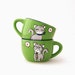 Espresso cups with cats in love, hand painted his&hers cups