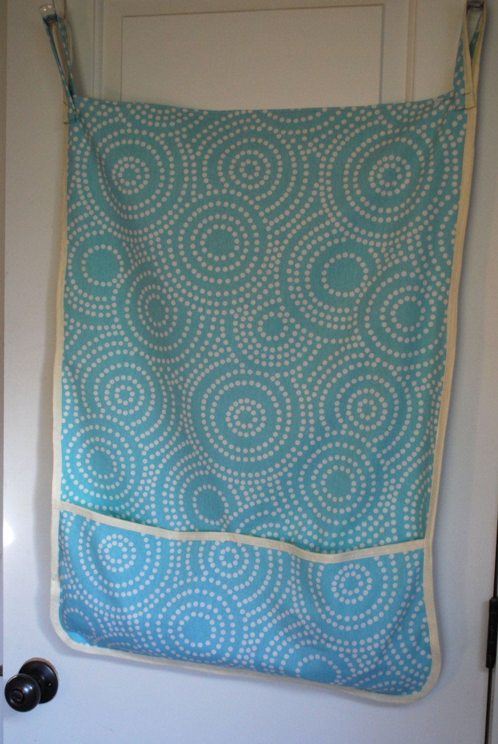 Laundry Bag Hamper Hanging Blue White Dots