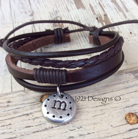 Adjustable one size fits all leather bracelet hand stamped