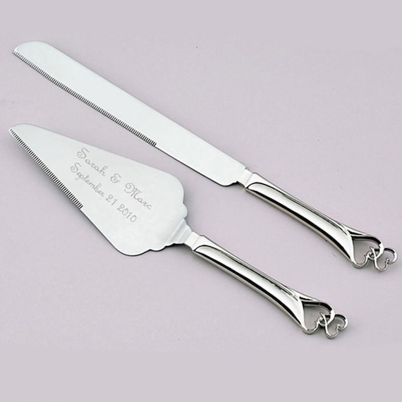 Hearts Wedding  Cake  Knife  and Server Set  Personalized just