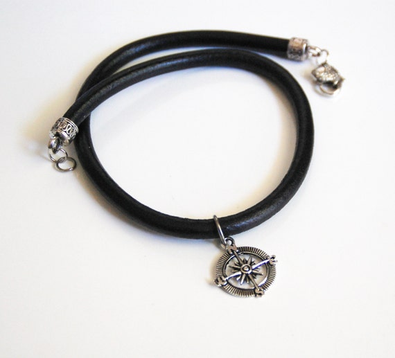 Men's Leather Necklace Black Leather Necklace with