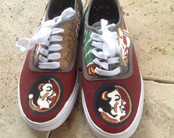 Florida State Seminole themed custom painted canvas spirit shoes