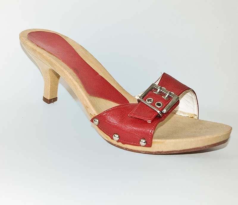 Wooden mules clogs zoccoli candies sexy sandals RED summer