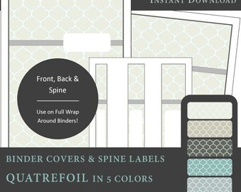 Printable Binder Covers & Spine Label Inserts - QUATREFOIL Long Winter - US LTR 5 Colors