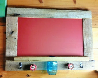 Chalk Board - Rustic Chalk Board - Mason Jar Shelf - Red Chalk Board mason jar shelf