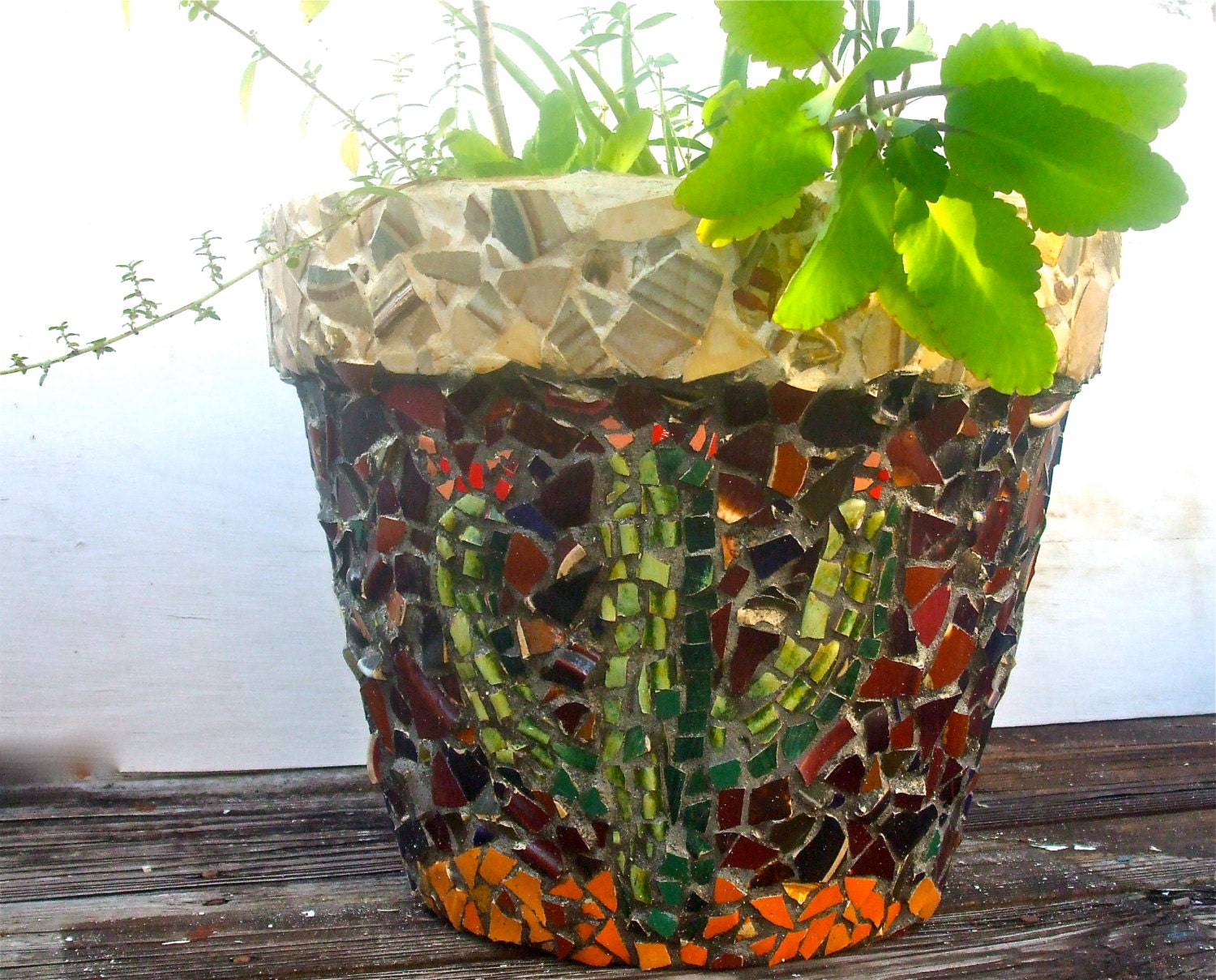 LARGE OUTDOOR PLANTERCeramic Plant Pot With MosaicsSanta Fe