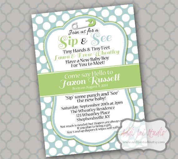 Sip and See boy baby shower birthday printable by AddiJaiStudio