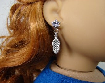 Silver Feather Earring Dangles for 18" Play Dolls such as American Girl®