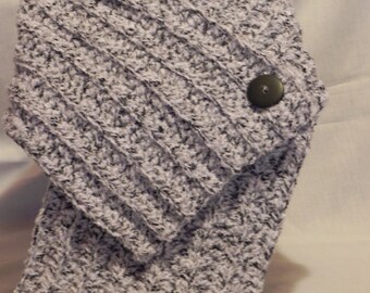 Chunky Black and White Varigated Ribbed Cowl Neckwarmer