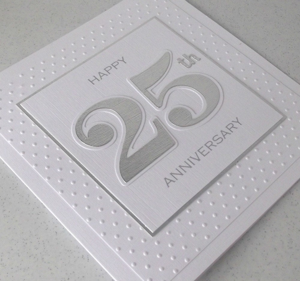 Handmade 25th Silver Wedding Anniversary Card Congratulations
