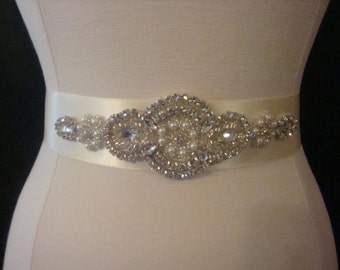 Rhinestone Bridal Sash - Wedding Dress Belt - Crystal Sash - Bridesmaid Sash - Rhinestone Belt - Gown Sash - Wedding Dress Belt