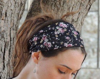 Special Floral Black Lace headband-bandana(Tichel / Head Covering / Scarf)