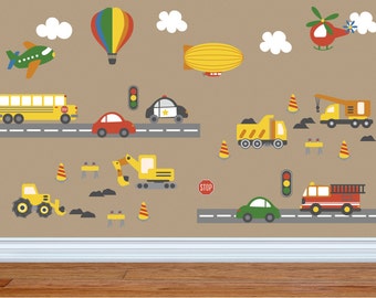 Construction Trucks Wall Decal - Transportation Decals