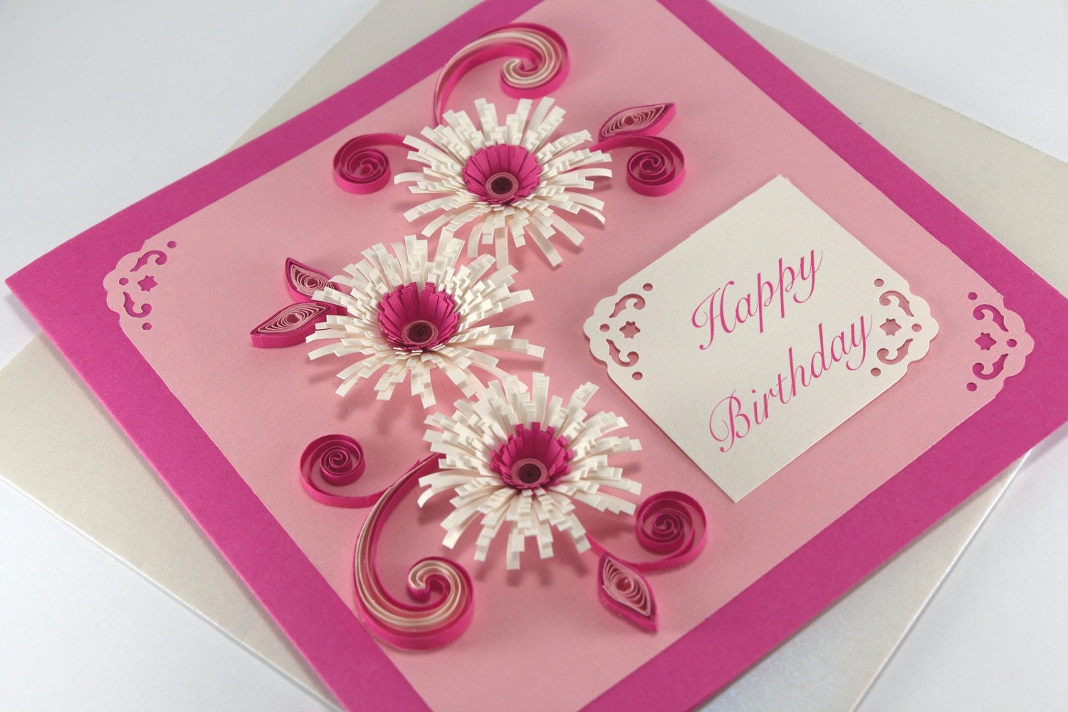 Happy Birthday Card Girlfriend Handmade Quilling Greeting