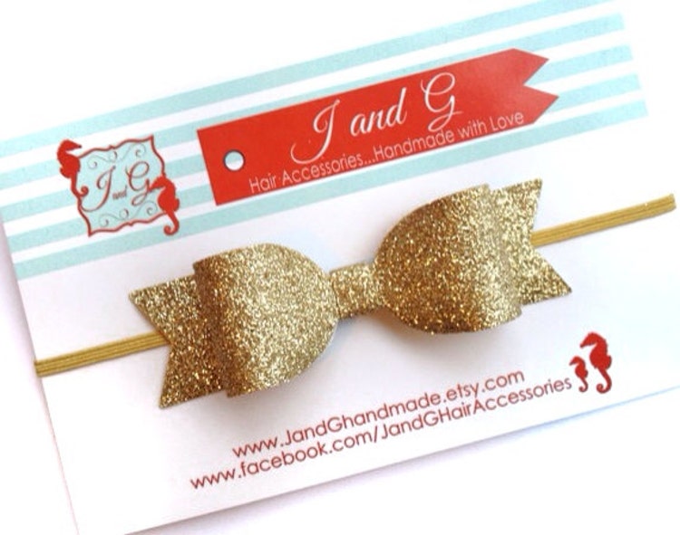 Baby/Child/Girls Gold Glitter Headband or Hair by JandGhandmade