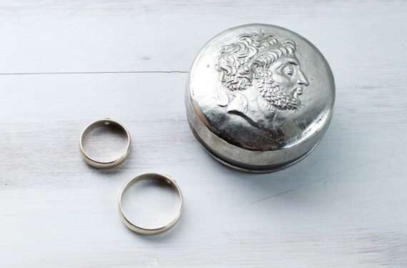 Vintage Silver Plated Jewelry Ring Bearer Box Hand Hammered Roman ...